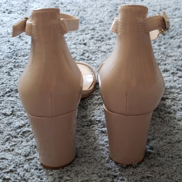 Light Beige Nine West Block Heeled Sandals - Picture 3 of 5
